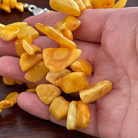 Natural unheated butterscotch Baltic amber bead sterling silver necklace - Picture 10 of 12